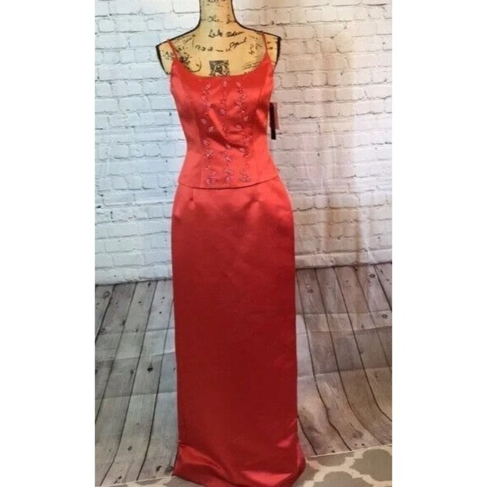 NEW Pinky & Me Tangerine Maxi Skirt & Beaded Bustier Top Dress Size 8